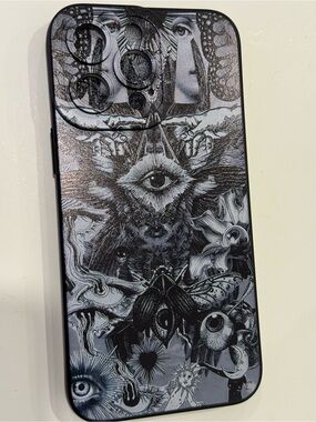 NEW iPhone 14 Pro Max Case | Gothic Evil Eye Butterfly Art | Black & White